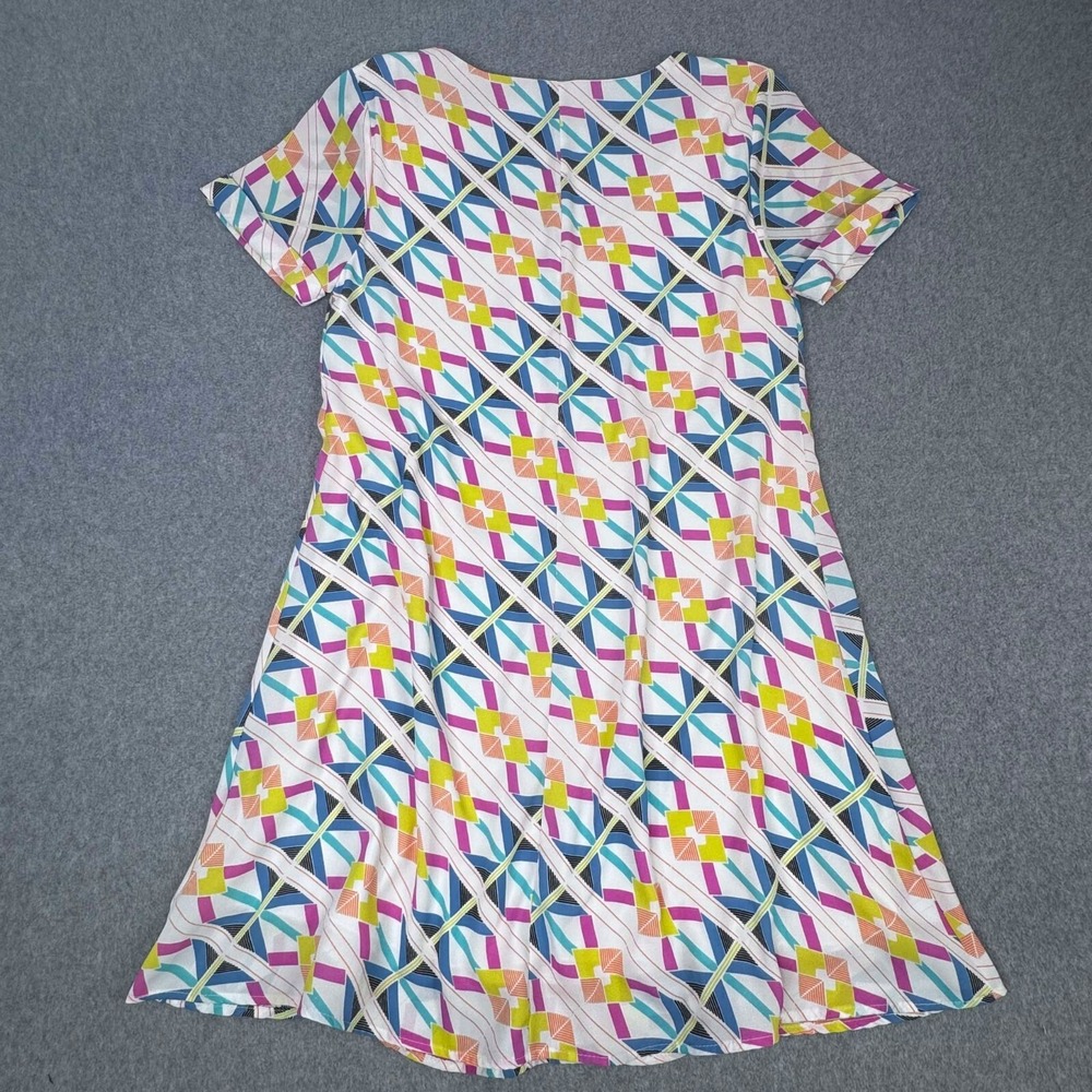 Everly Shift Dress Womens Small Lined V-Neck‎ Geometrical Pattern Short Sleeve - Picture 7 of 8
